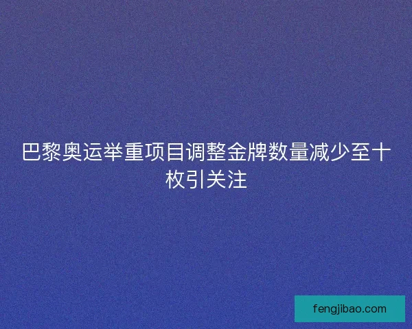 巴黎奥运举重项目调整金牌数量减少至十枚引关注 巴黎奥运举重项目调整金牌数量减少至十枚引关注