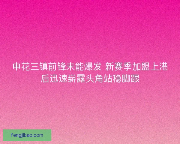 申花三镇前锋未能爆发 新赛季加盟上港后迅速崭露头角站稳脚跟